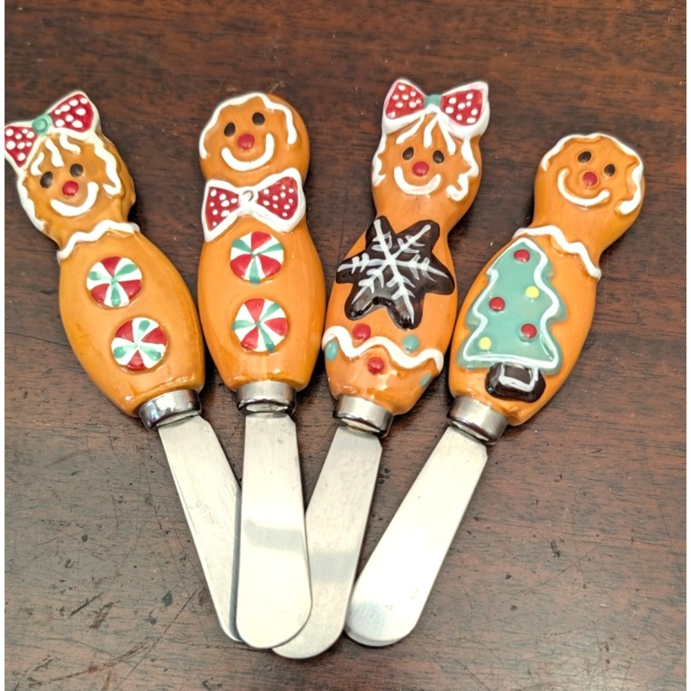 Supreme Housewares Christmas Gingerbread Cheese Spreaders Set of 4 Holiday Decor